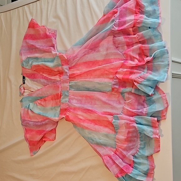 CHICME Pink V Neck Ruffle Dress, Size M - Picture 1 of 3